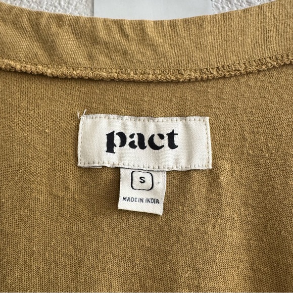 Pact Fennel The Portside Organic Cotton Linen Front Button Dress V Neck - Picture 12 of 15